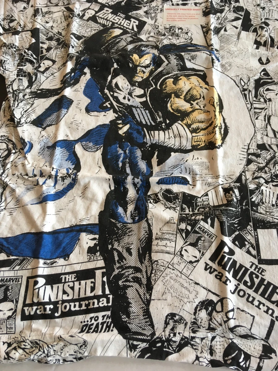 Vintage Marvel Punisher Mega Print White Large T Shirt 100 Cotton Preshrunk
