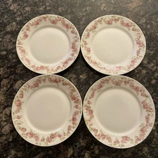 GDA Limoges France Pink Floral Swag 6.25” Bread & Butter Plates Set Of 4