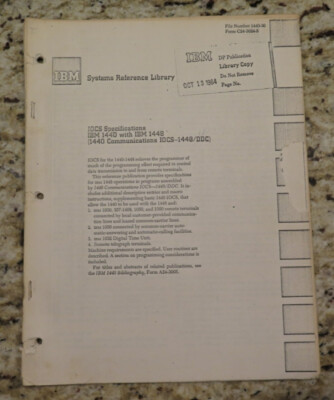 Vintage IBM System / IOCS Specs 1440 with 1448 (1440 Communications) Circa 1960s