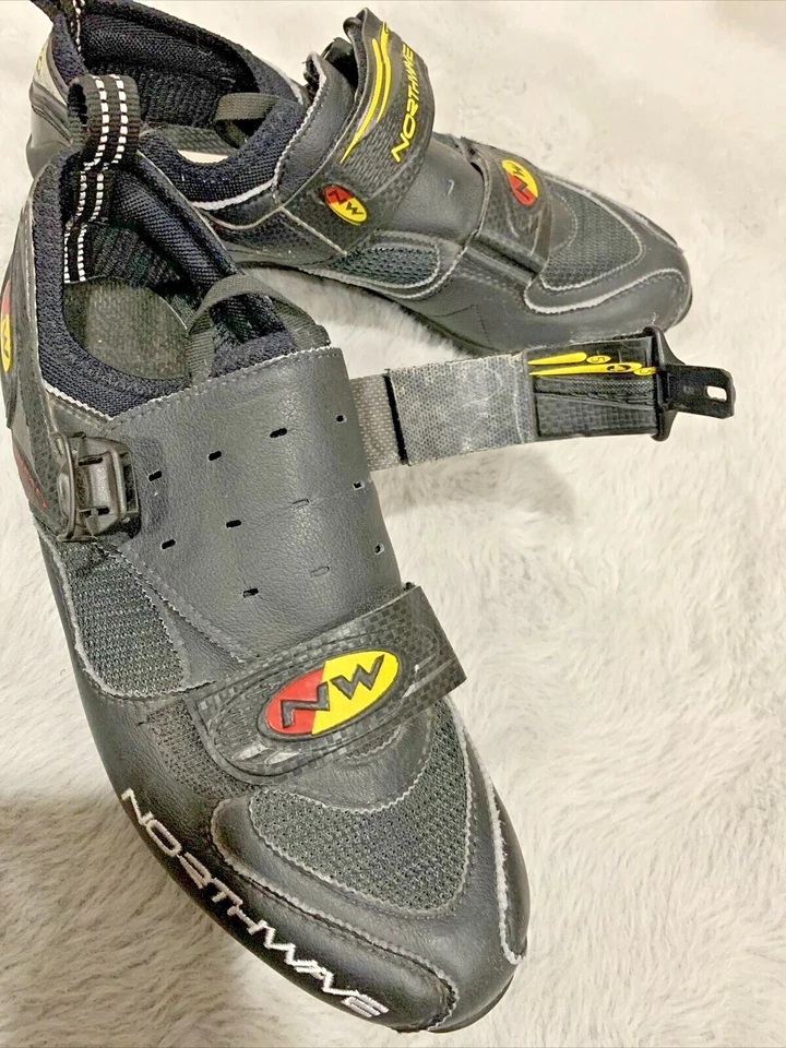 Bike Shoes Northwave Stealth Compact Men Mountain Size 9US Black Yellow Leather - Image 3 of 4