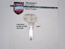 Key Blank for Vintage Jaguar E-Type ignition 1968-1975 (VW77)