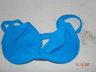 Figleaves Women's Fuller Bust Icon Spot Mesh Bikini Top blue balconette NWT 36E