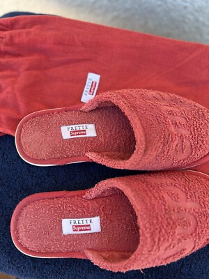 Supreme X Frette Red Slippers Size L/XL (7-10) | eBay