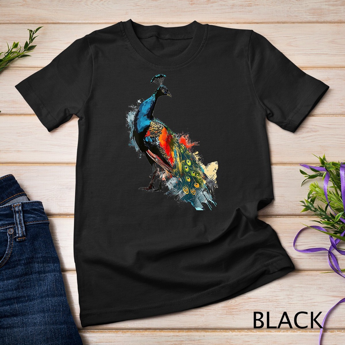 Peacock Painting Art Animal Colorful Graphic Peacock T-Shirt 