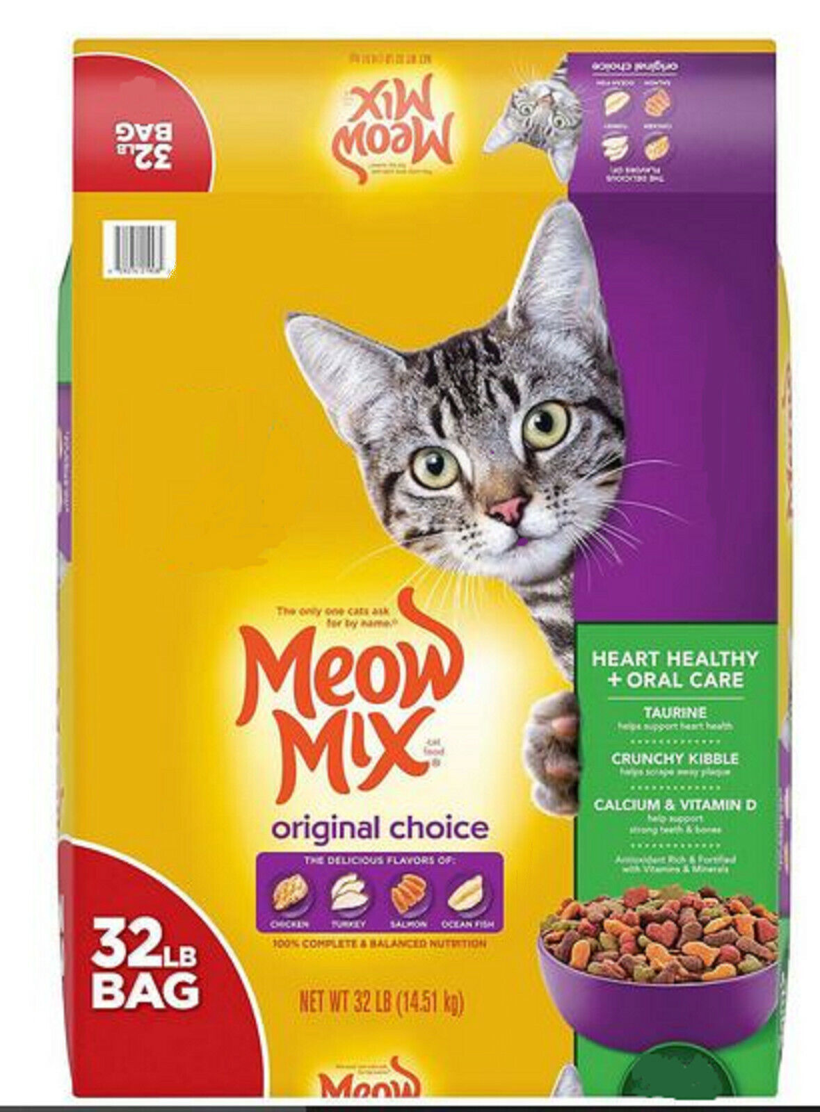 Meow Mix Original Choice Dry Cat Food, Heart Health & Oral Care Formula 32 lbs.