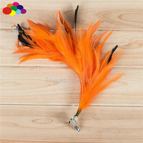 12 color 1 pcs 30cm Chicken Feathers Flower Hairpins Bridal Banquet Head Hair - Picture 14 of 24