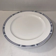 Lenox UNIVERSITY PLACE- 3 Dinner Plates 9.5" 7881 Lenox Decor White W/ Blue Band