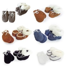Sonia Originelli SET Baby Toddlers Slippers Mittens "Lamb" Sheepskin L.