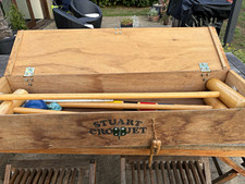 Stuart Croquet Wooden Adult Boxed Croquet Set with Mallets, Balls & Stakes