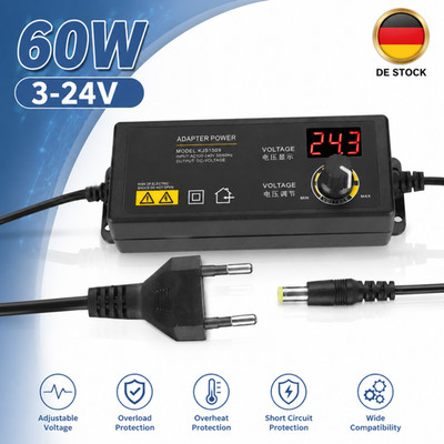 Universal Ladegerät Netzteil Adapter Einstellbares AC/DC 3-24V variable Spannung