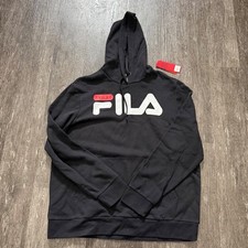 Fila Sport Mens Black Hoodie Sweatshirt Long Sleeve Pullover Hooded XL NWT