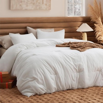 Queen/ King Size Ultra Soft 100% Cotton Down Comforter Reversible Duvet Insert