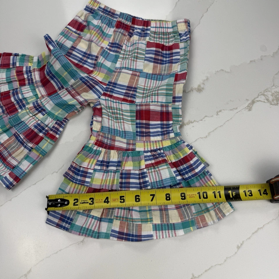 Kelly's Kids Patchwork Plaid Big Ruffle Bell Bottom Pants Girls 4-5 - Image 4 of 4
