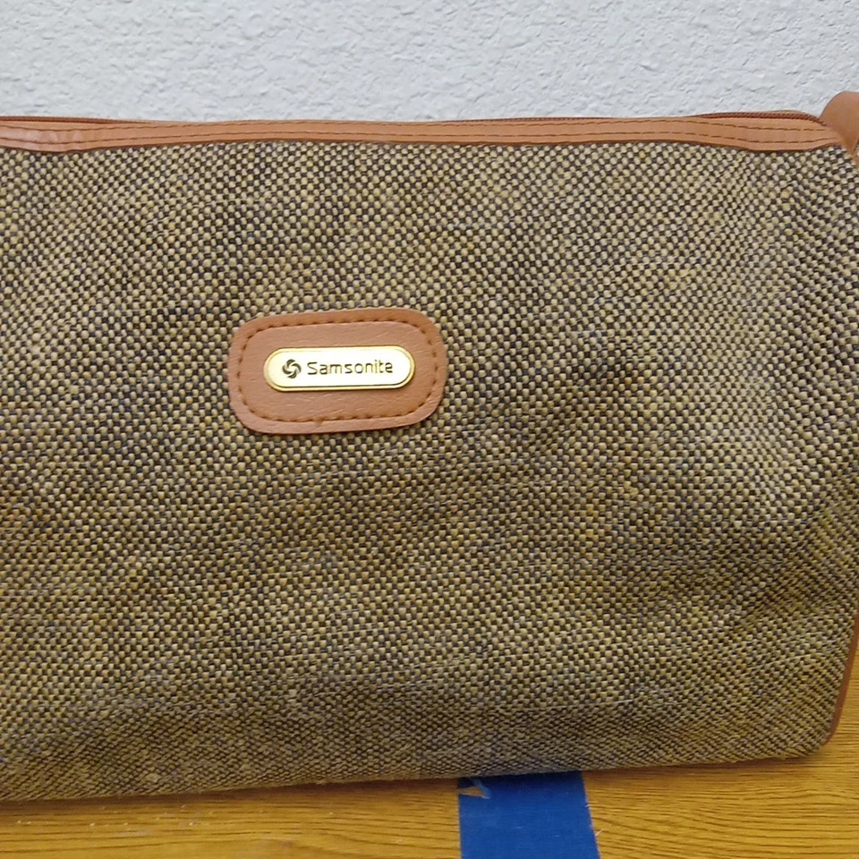 Samsonite Carry On Bag Shoulder Strap Neutral Colors Tweed Vintage 15"x7"x9" - Image 4 of 4