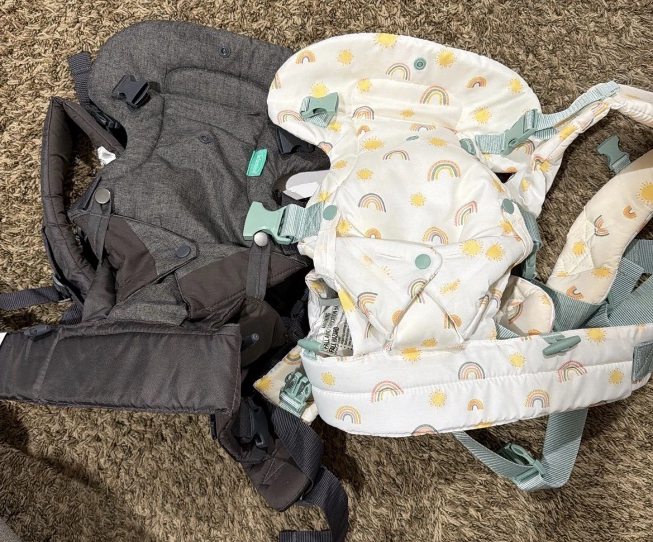Infantino Baby Carrier Rainbow Gray Adjustable Straps Buckle Closure 2-Pack