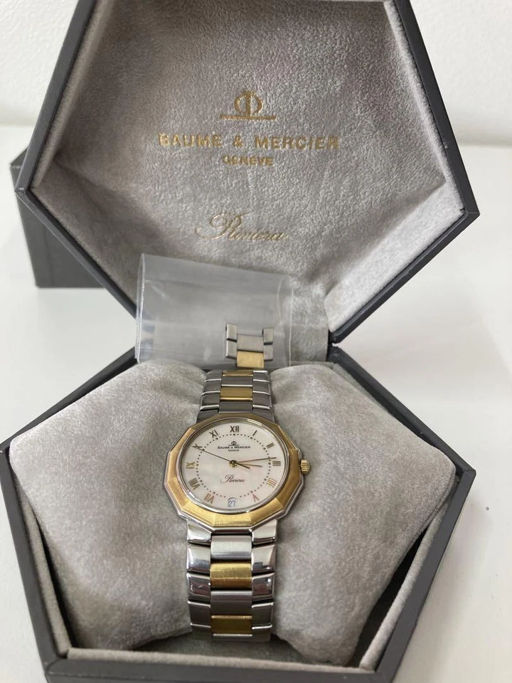 Reloj Baume Mercier Riviera Caja Octogonal Oro Blanco Plata Acero Inoxidable Foto 3 de 4