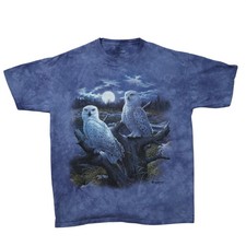 The Mountain Snowy Owl Moon Tie Dye T-Shirt Mens XL Blue Vintage 1999 Jeff Tift