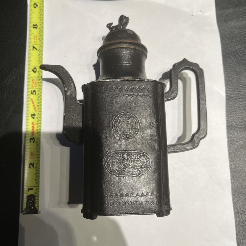 Antique Beautiful Asian Tea Kettle 8” Tall 6.5” Wide