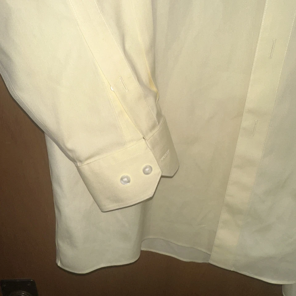 Camisa de vestir Roberto Villini amarilla 17/36-37 alta manga larga algodón sin planchar Foto 4 de 4