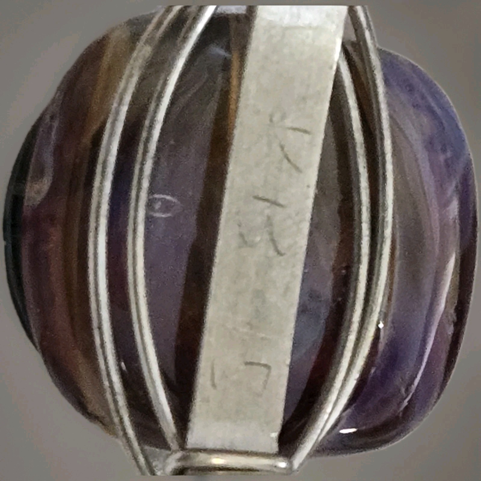 Signed Two Layer Glass Bracelet Artisan Silver Wi… - image 6