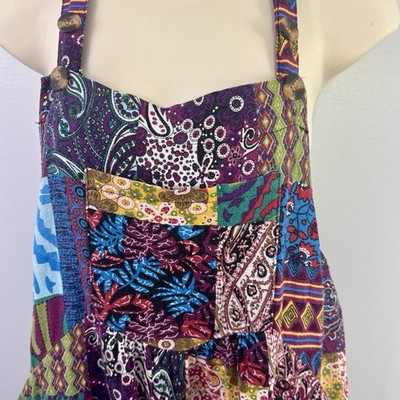 Boho Hippie Patchwork Print Jumpsuit Art To Wear Festival Overalls
