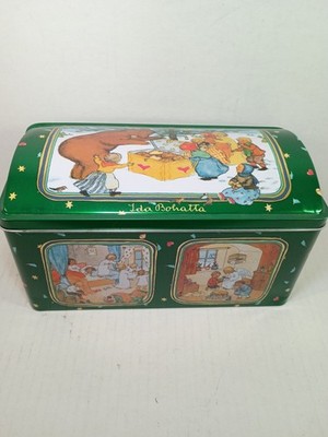 Vintage E Otto Schmidt Ida Bohatta Bear Tin Storage Tin Christmas Scene