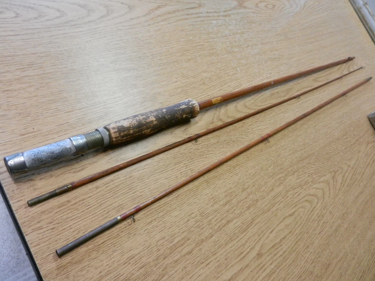 antique wooden fishing pole with brass ferrules Rod Ferrules In Vintage Fishing Rods for sale