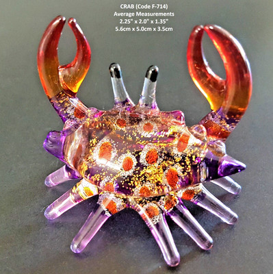 Glitzernde Glaskrabbe schöne lila Deko Kunst Figur Glas Ornament Geschenk