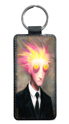 Alien Businessman Keychain,  Funny Bag Charm, Unique Key Ring Gift M041