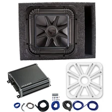 Kicker L7S12 Sub Vented Box with 46CXA8001 Amp, White LED Grill & Install Kit