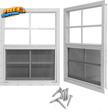24 X 36 Shed Windows with Tempered Glass and Fiberglass Screen 2 Pack Small
