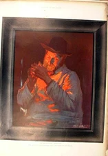 Original Old Antique Print Peacefull Moment Fine Art By Forbes 1905 Colour 20th