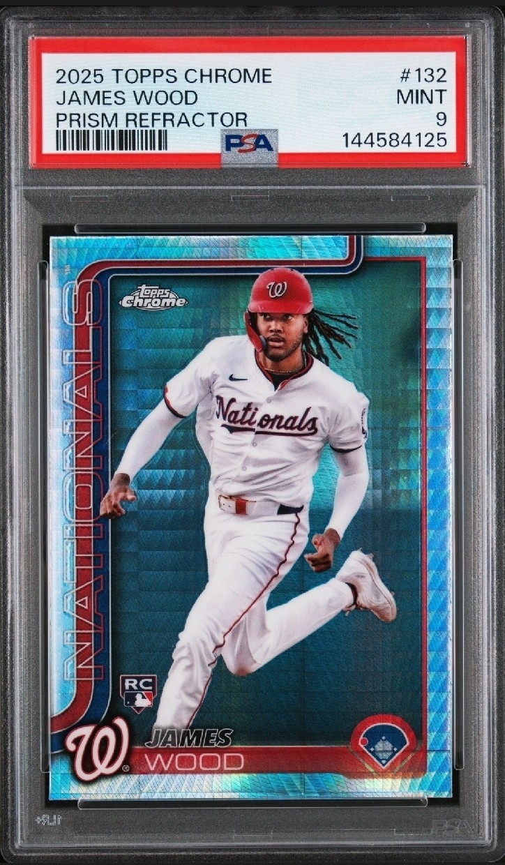 2025 Topps Chrome Baseball James Wood RC Prism Refractor #132 PSA 9