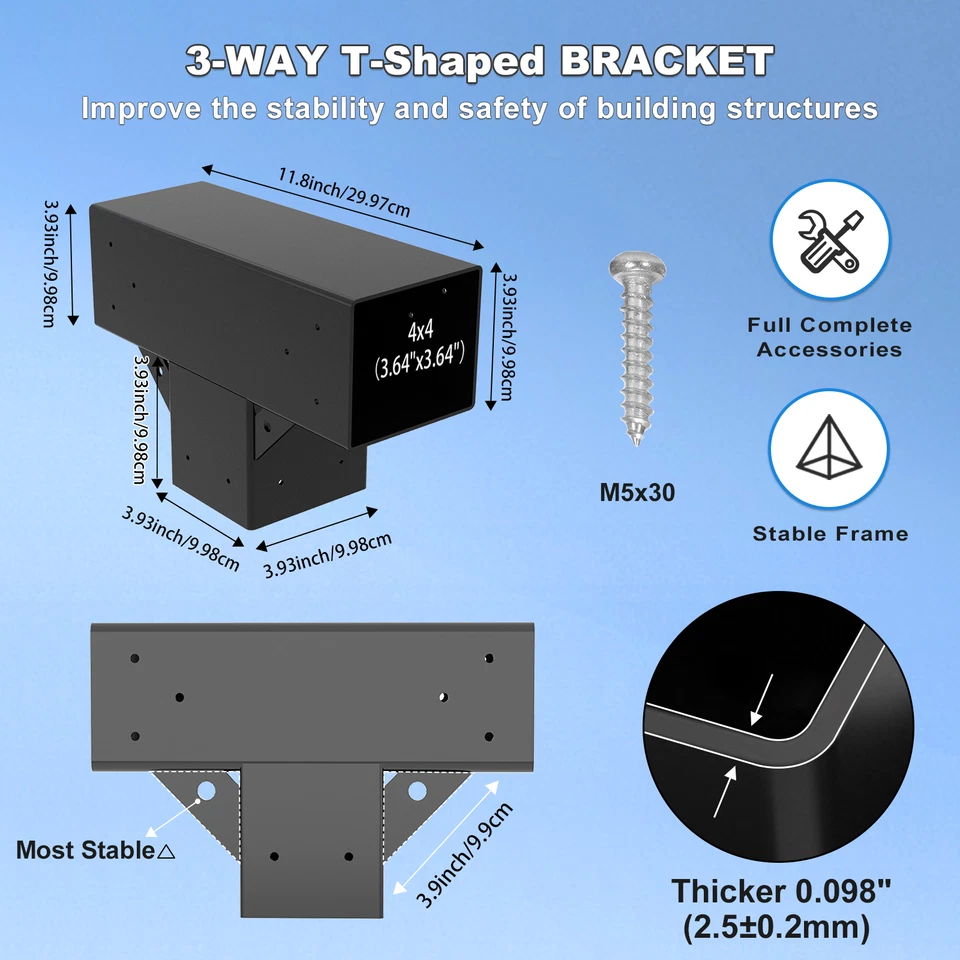 Hágalo usted mismo 4x4 Kit de soportes para pérgola exterior soporte de madera elevado para fácil instalación Foto 4 de 4