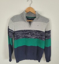 Tommy Hilfiger Boys Youth Sz L 16/18 Sweater Quarter Zip Blue Green Gray
