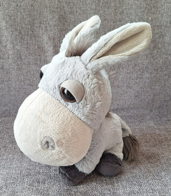 TCC Global Big Headz. Grauer Esel Plüschtier, große Augen, weich kuschelig. Sauber. 23 cm