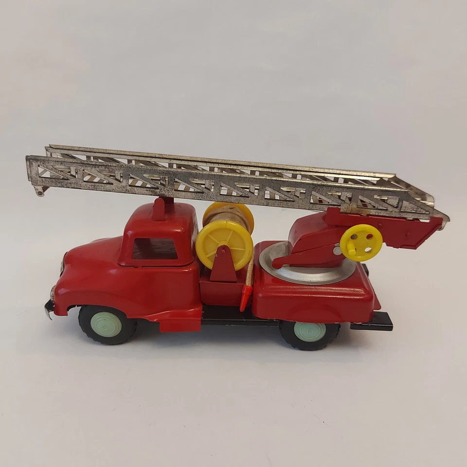 Vintage Poland Fire Truck Friction Tin Toy - Image 2 of 4