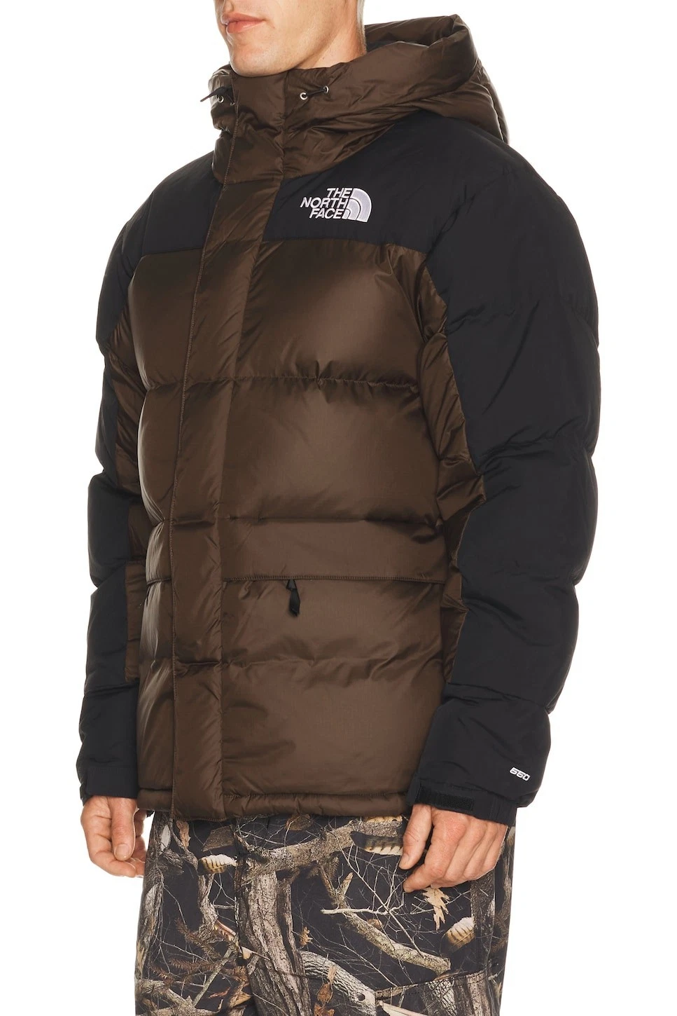 The North Face Men’s XL 550 Hooded Full Zip Nylon Puffer Jacket Brown/Black image 2