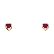 NEW 14K YELLOW GOLD 4MM HEART BEZEL SCREW BACK STUD EARRINGS JUL 