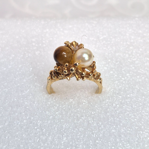 Anillo de Colección Ojo de Tigre Perla Grueso Pepita Ajuste Talla 6 Marcado CCI - Imagen 4 de 9