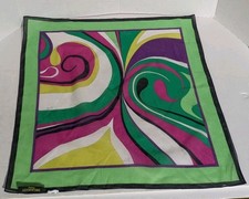 Emilio Pucci Firenze 100 Cotton Multicolor Swirl Pocket Square 17" Colorful