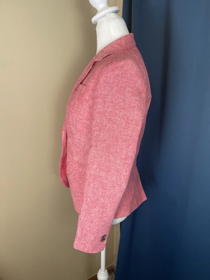 J. Crew Heathered Pink Linen Cotton Blend Blazer Sz 4 Career Workwear - Image 2 of 4