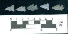 High Plains South Dakota-5 Plains Mini-Notch Agate/Chalcedony points-X-Hall #H4