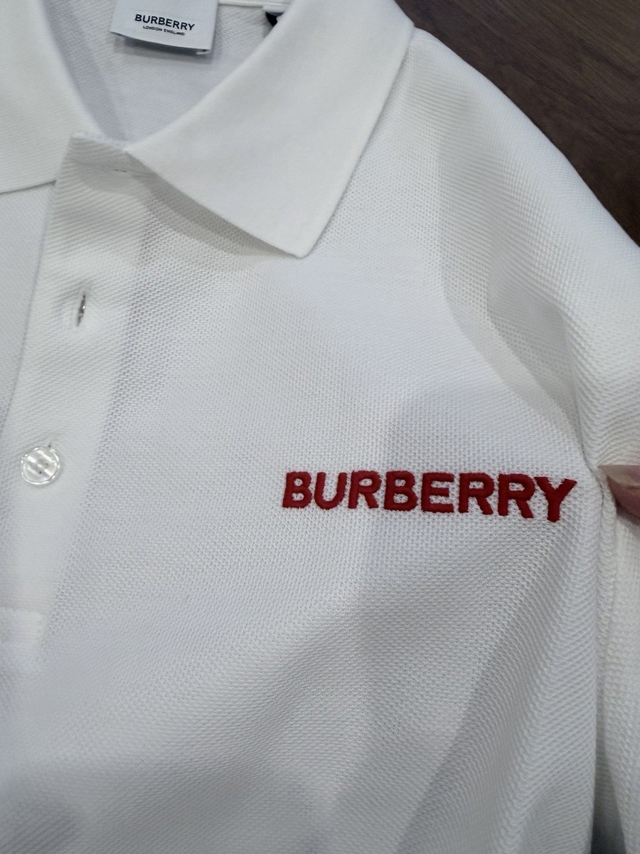 New Burberry Hartford White Cotton Polo Shirt Size M 8084440 | eBay