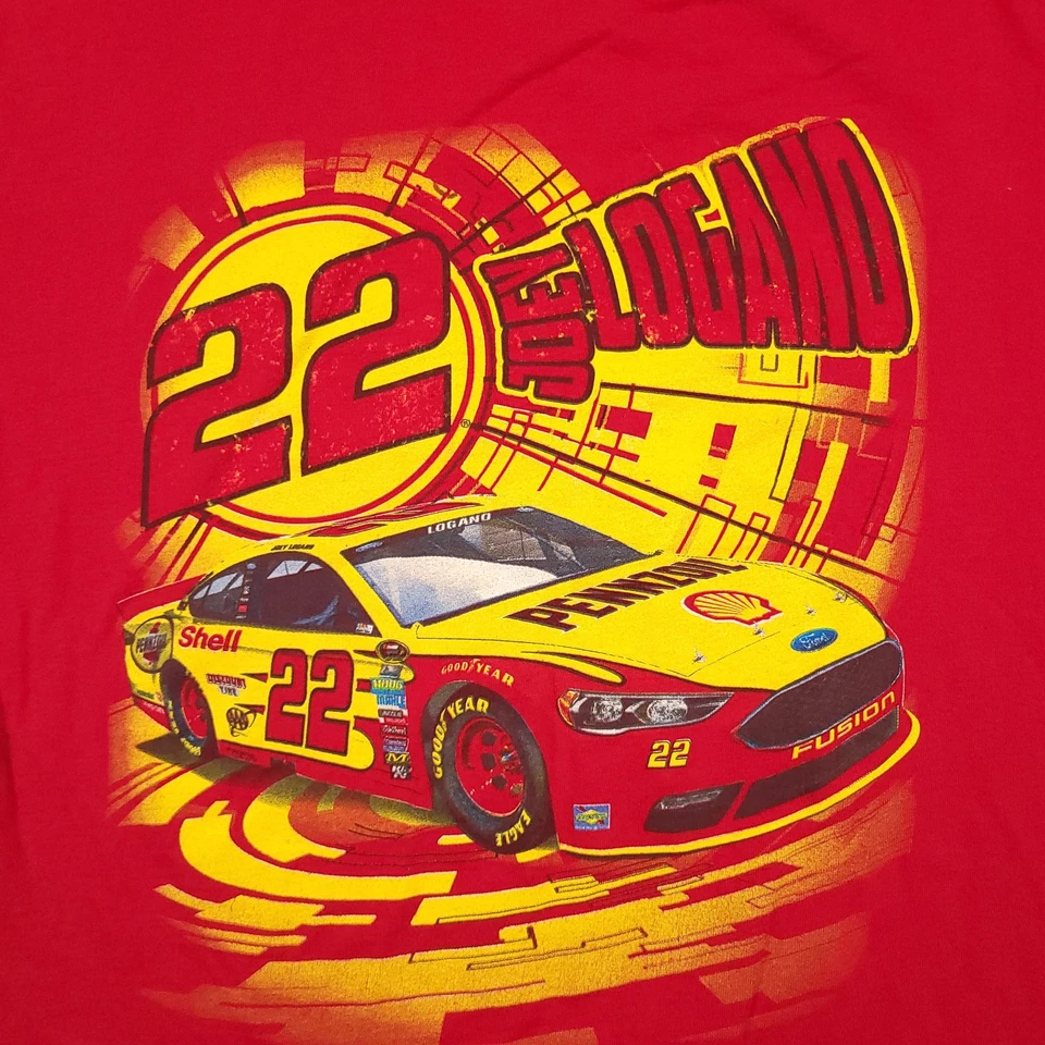 Camiseta Joey Logano #22 Pennzoil Para Hombre Grande Roja Equipo Penske Nascar Doble Cara Foto 4 de 4