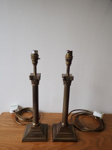 Pair of Laura Ashley brass Corinthian column style table lamps 37cm high - Picture 2 of 15