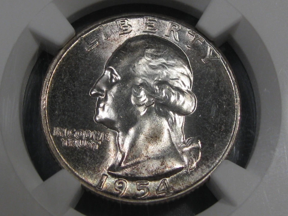 GEM BU 1954 Silver Washington Quarter NGC MS66. #1 - Image 3 of 4