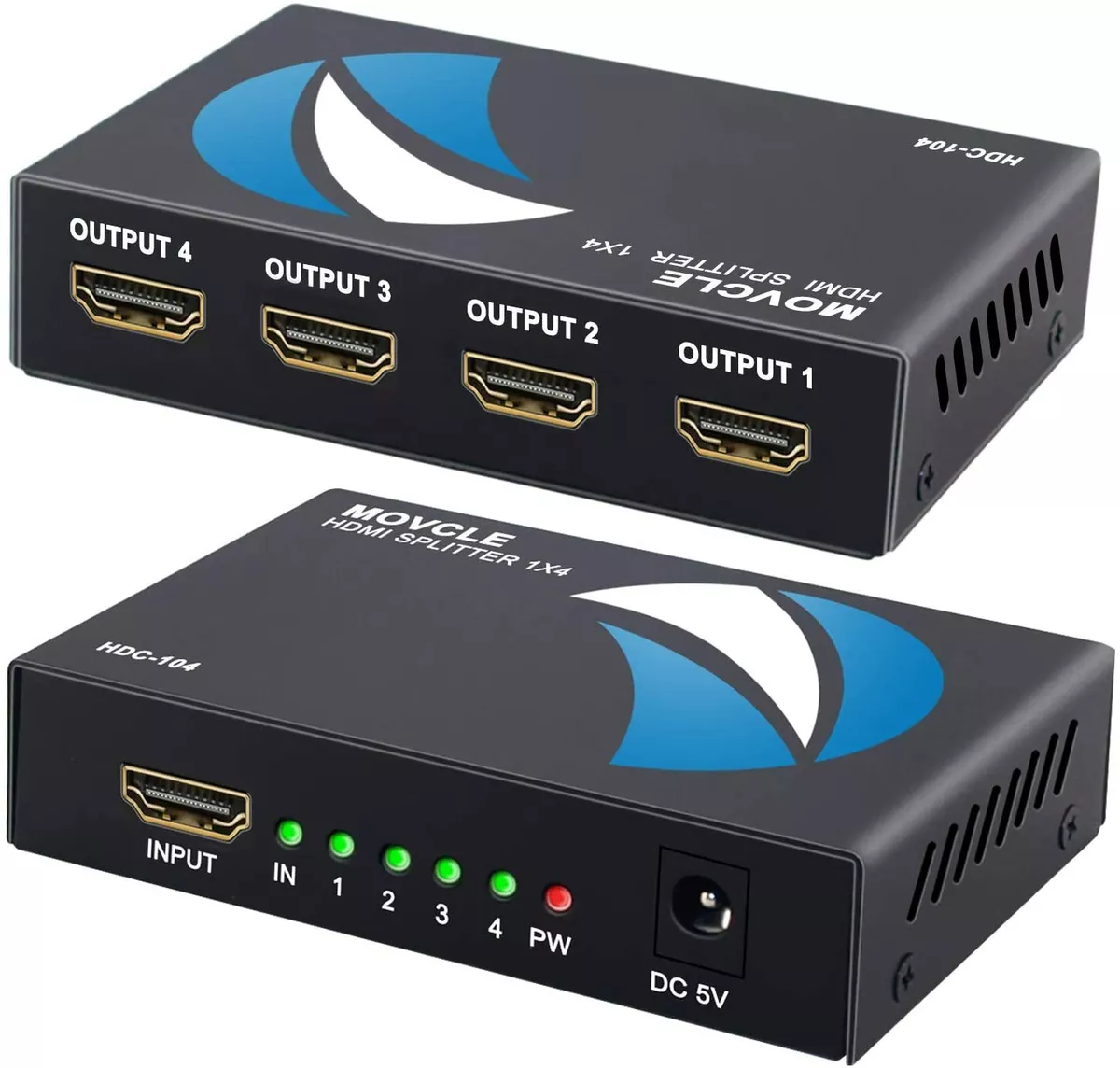 HDMI Splitter 1 in 4 out Full Ultra HD 1080P 4K/2K 1X4 Port Box Hub US  Adapater