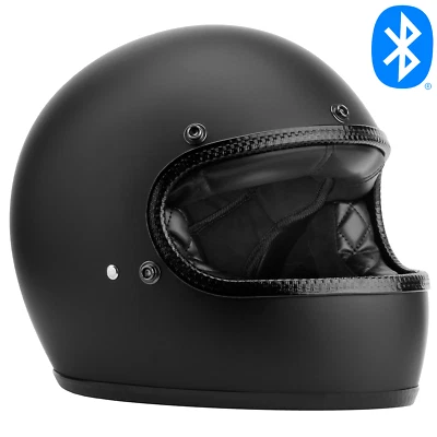 NEW Bluetooth Motorcycle Helmet DOT Full Face S-M-L-XL-XXL Matte vintage retro - Image 1 of 4