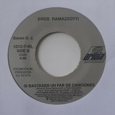 Eros Ramazzotti Si Bastasen Un Par De Canciones ARIOLA VG+ #1793